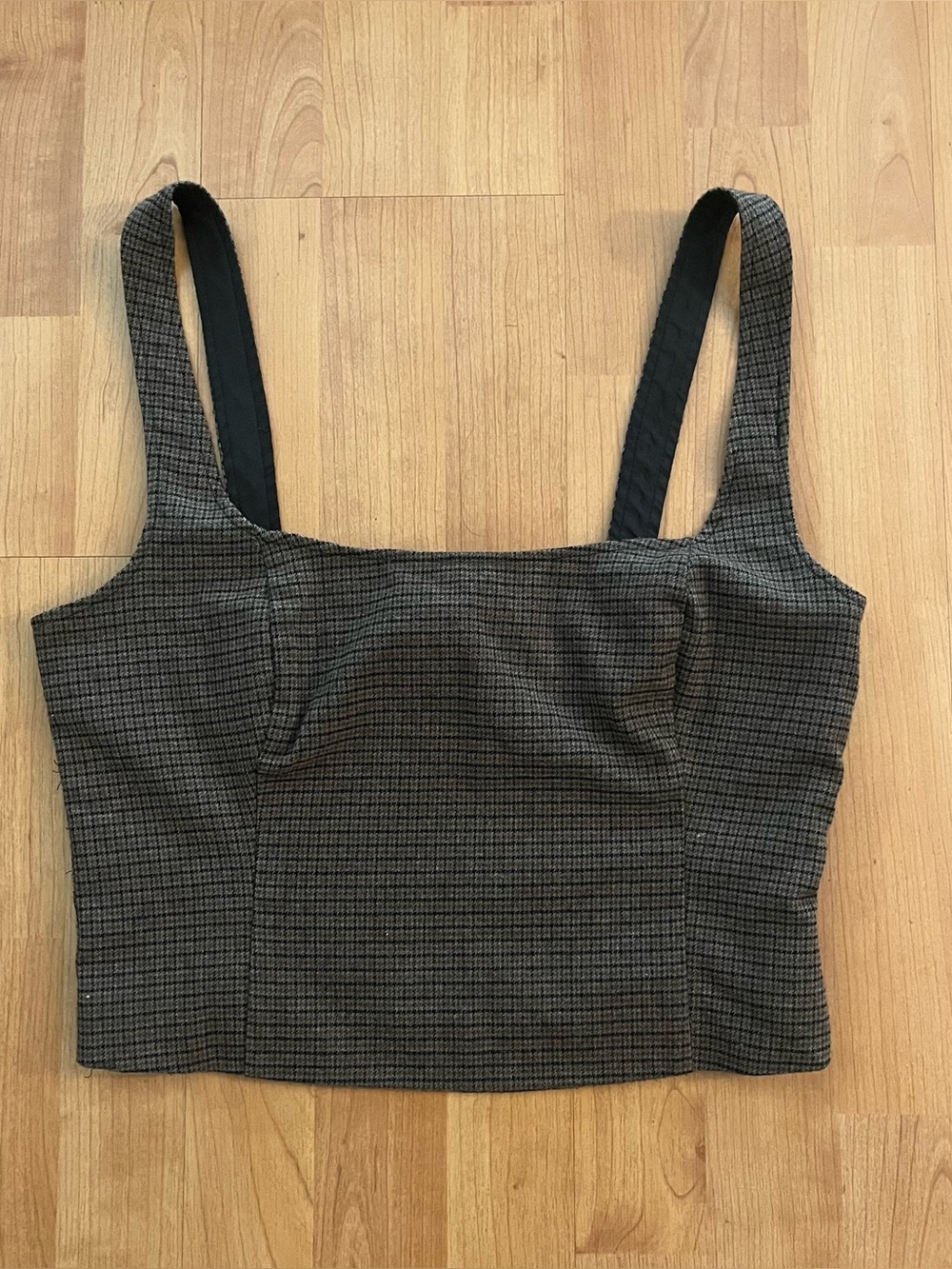 LNWT Abercrombie & Fitch Brown Houndstooth Crop Top (M)